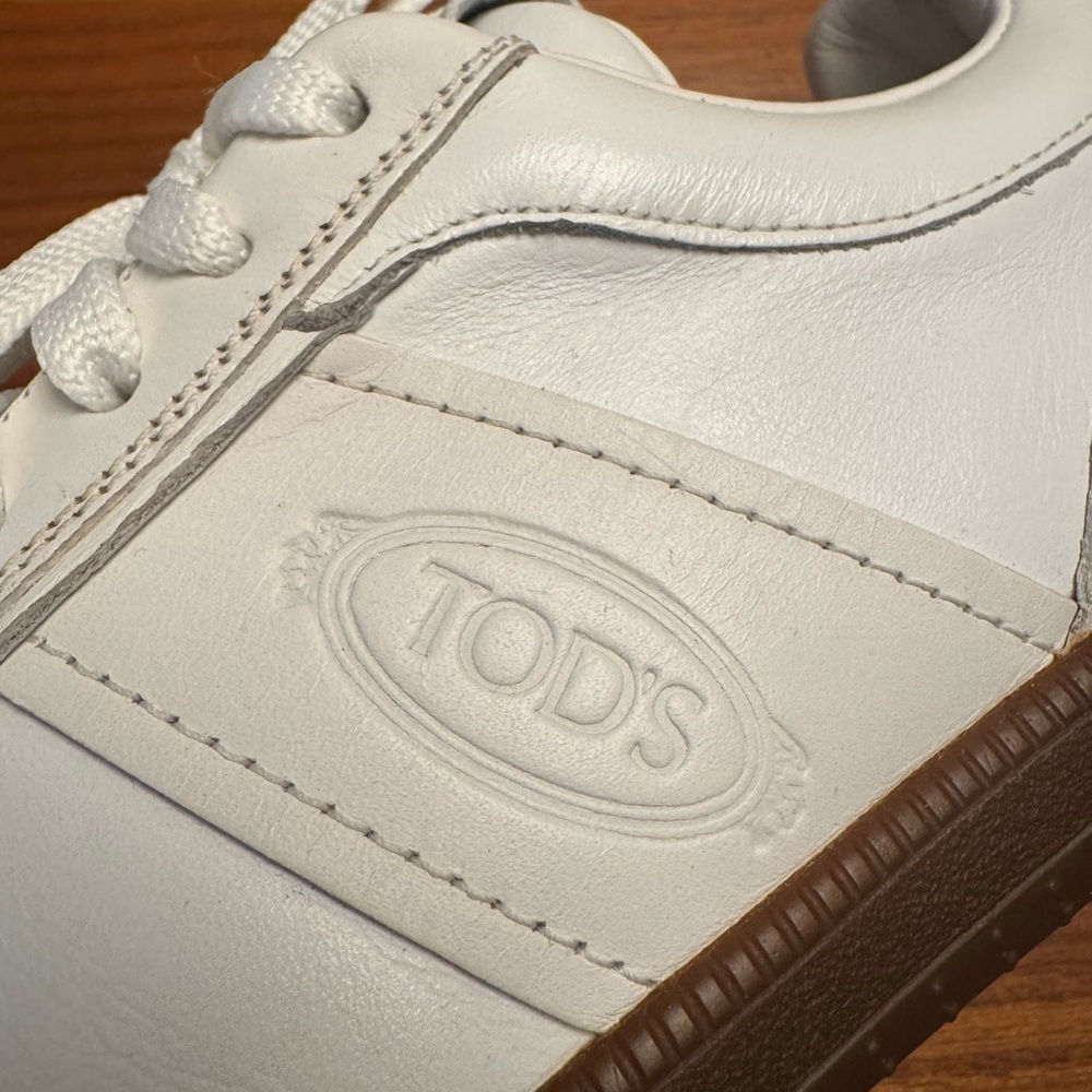 Authentic Tod’s Tabs Leather Sneakers, Women’s White Designer Casual Shoes 37.5 - Picture 9 of 12